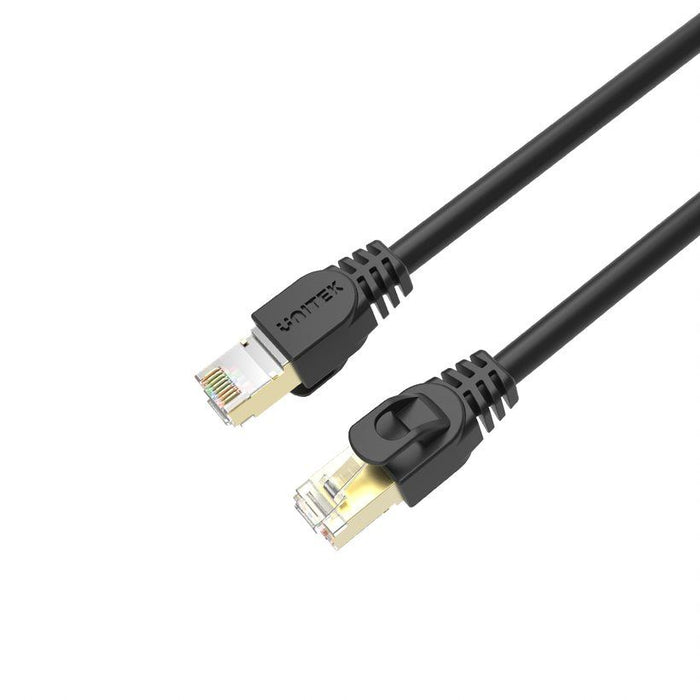 UNITEK 15m CAT7 Black SSTP 26AWG Patch Lead in PVC Jacket. Supports 10 Gigabit Ethernet @ 600Mhz, Gold-Plated Sheilded RJ45 Connectors. RoHS Compliant. Power over Ethernet (PoE) Compatible. CDC1814EBK-15