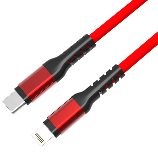 UNITEK 1m MFi USB-C to Lightning Connector Cable. Apple Certified Fast Charge and Sync. Red and Black Colour. CDC14060RD