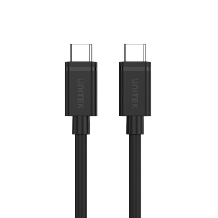 UNITEK 1m USB 3.1 USB-C Male to USB-C Male Cable. Supports up to 60W Power Delivery. OD: 4.0mm, Nickel Plated, Reversible USB-C Connector, Sync & Charging, Black Colour. CDY-C477BK