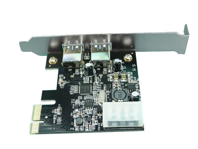 UNITEK 2-Port USB3.0 PCI-E Card. Supplied with Low Profile & Standard Height Brackets. PCI-E 1x Bus Interface. Max 900mA per port. CDY-7301
