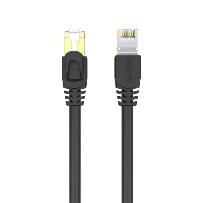 UNITEK 20m CAT7 Black SSTP 26AWG Patch Lead in PVC Jacket. Supports 10 Gigabit Ethernet @ 600Mhz, Gold-Plated Sheilded RJ45 Connectors. RoHS Compliant. Power over Ethernet (PoE) Compatible. CDC1815EBK-20