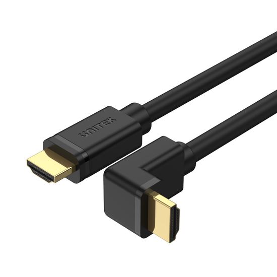 Unitek 2m 4K HDMI 2.0 Right Angle Cable with 90 Degree Elbow, HDR10, HDCP2.2, 3D & 7.1 Surround Sound, Gold-Plated Connectors CDY-C1001