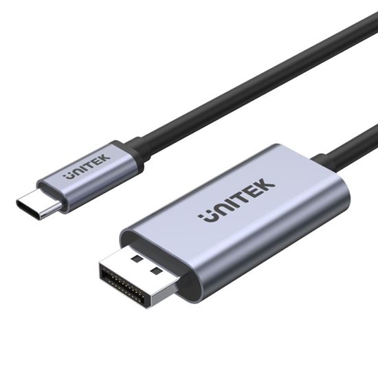 UNITEK 2m 4K USB-C to DisplayPort 1.2 Cable in Aluminium Housing. Supports upto 4K@60Hz. Plug & Play. HDCP2.2 for 4K Netfli, Amazon Prime Video & More. Space Grey & Black. CDV1409A