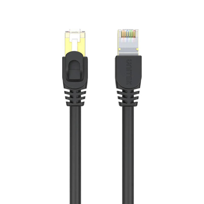 UNITEK 2m CAT7 Black SSTP 26AWG Patch Lead in PVC Jacket. Supports 10 Gigabit Ethernet @ 600Mhz, Gold-Plated Sheilded RJ45 Connectors. RoHS Compliant. Power over Ethernet (PoE) Compatible. CDC1810EBK-2