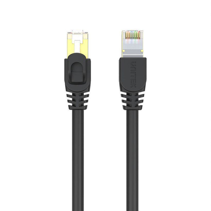 UNITEK 3m CAT7 Black SSTP 26AWG Patch Lead in PVC Jacket. Supports 10 Gigabit Ethernet @ 600Mhz, Gold-Plated Sheilded RJ45 Connectors. RoHS Compliant. Power over Ethernet (PoE) Compatible. CDC1811EBK-3