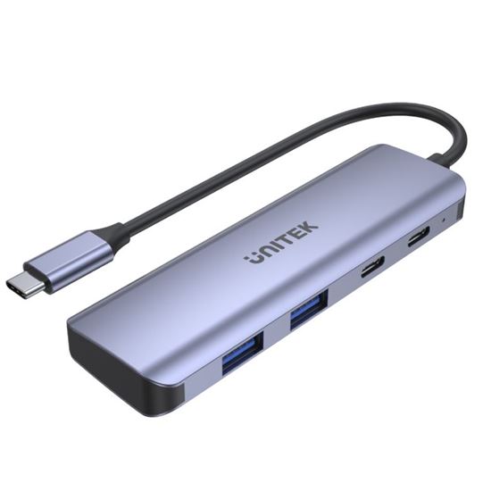 UNITEK 4-in-1 Multi Port Hub with USB-C Connector. Includes 2 x USB-C & 2 x  USB-A Ports. USB3.0 with a Data Transfer Rate of up to 5Gbps. Backwards Compatible with USB 2.0/1.1 Plug and Play. Gray CDH1107Q