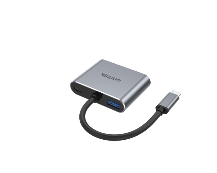 Unitek 4-in-1 USB Multi-Port Hub, USB-C Connector, 1x USB-A, 1x VGA, 1x HDMI 4K, 1x USB-C PD, Space Grey CDD1049A