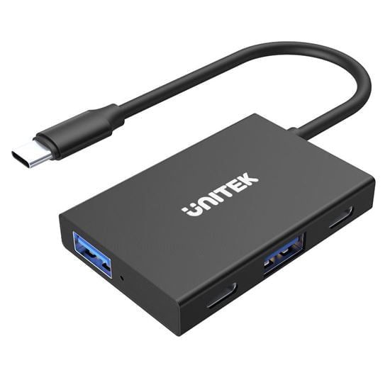 Unitek 4-in-1 USB Multi-Port Hub, USB-C Connector, 2x USB-C, 2x USB-A, USB3.1 Gen2 10Gbps SuperSpeed Data Transfer, Black CDH1302A
