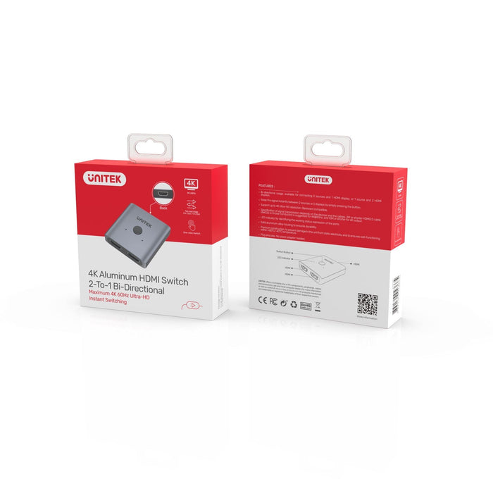 Unitek 4K HDMI 2.0 Bi-directional Switch, Aluminium Housing, Up to 4K@60Hz Ultra-HD CDV1127A