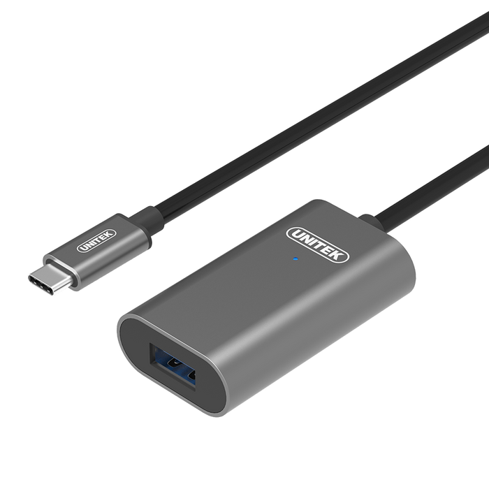UNITEK 5m USB 3.1 USB-C Active Extension Cable. USB-C Male to USB-A Female. Connect Device to Device. Data Transfer Speed up to 5Gbps. Plug & Play. *Power Adaptor not Included CDU304A