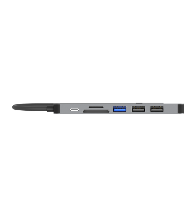UNITEK 7-in-1 Multi-Port Hub with USB-C Connector. Includes 3x USB-A Ports, 1x HDMI, SD & MicroSD Slots, USB-C Charging Port with 100W PD. 5Gbps SuperSpeed Data-Sync, Space Grey CDH1118A
