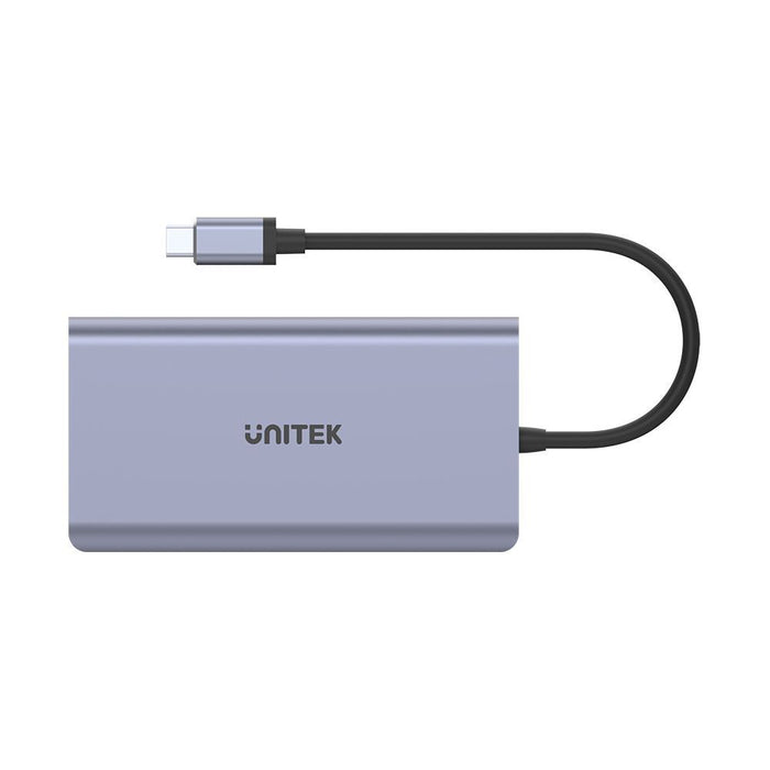 Unitek 7-in-1 USB 3.1 Multi-Port Hub, USB-C Connector, 1x HDMI, 1x DisplayPort, 2x USB-A, 1x RJ45 Gig Port, 1x Card Reader, USB-C PD 100W, Space Grey CDD1056A