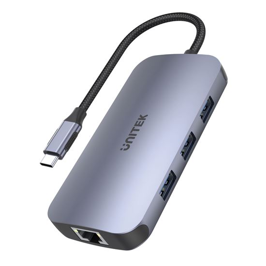 Unitek 9-in-1 USB 3.1 Multi-Port Hub, USB-C Connector, 3x USB-A, 1x USB-C, 1x HDMI 4k, Gb Ethernet, SD/Micro SD, 100W PD, Space Grey CDD1071A