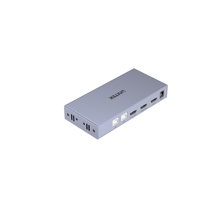 UNITEK HDMI KVM 2-in-1-Out Switch & Supports 4K@60Hz UHD. Includes 4x USB-A Ports, 2x HDMI Inputs & 1x HDMI Output Ports, 2x PC input Ports. Switch Button, LED Lights. Includes Cables. CDV307A