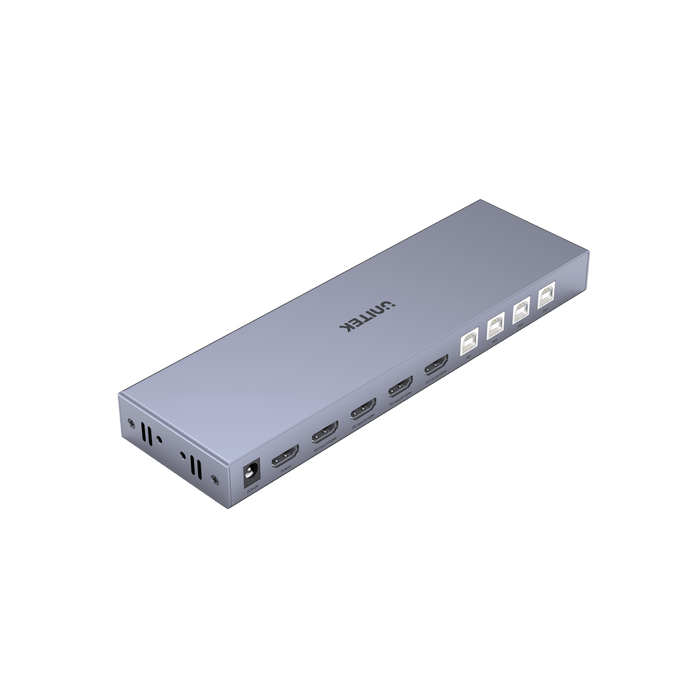 UNITEK HDMI KVM 4-in-1-Out Switch & Supports 4K@60Hz UHD. Includes 4x USB-A Ports, 4x HDMI Inputs & 1x HDMI Output Ports, 4x PC input Ports. Switch Buttons, LED Lights. Includes Cables. CDV306A