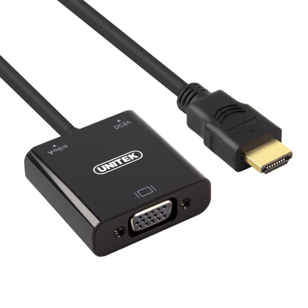 Unitek HDMI to VGA Converter with Audio, 17cm, Max Full HD 1080p, Supports 3D, 24K Gold-Plated Connector CDY-6333