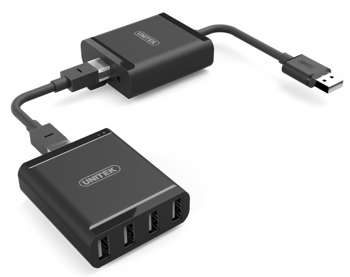 Unitek USB 2.0 Extender over RJ45 + 4-Port USB-A Hub, Extender for USB over Network Cable CDY-2516