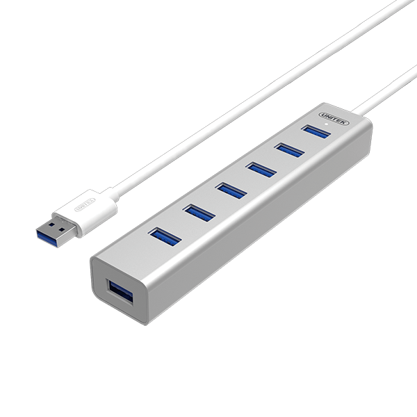 Unitek USB-A 3.0 7-Port Hub, Aluminium Design, SuperSpeed Data Transfer, Universal Charging for all Smartphones & Tablets CDY-3090