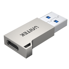 UNITEK USB-A Male to USB-C Female Ultra-Tiny Adaptor with Easy Grip Design. Supports Superspeed 5Gbps. Built Tough with Zinc-Alloy Housing & Keychain Eye. Supports QC3.0 & up to 9V/2A Charging. CDA1034NI