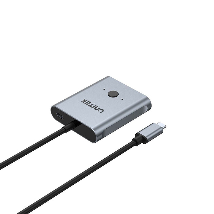 UNITEK USB-C Bi-directional Switch. Supports up to 4K@144Hz. Supports up to 10Gbps Data Transfer & PD100W. Aluminium Housing with LED Indicator. Plug & Play. Space Grey. CDD1078A