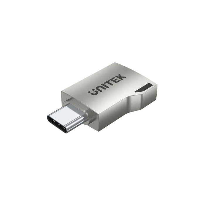 UNITEK USB-C Male to USB-A Female Ultra-Tiny Adaptor with Easy Grip Design. Supports Superspeed 5Gbps. Built Tough with Zinc-Alloy Housing & Keychain Eye. Supports QC3.0 & Up to 9V/2A Charging. CDA1025GNI