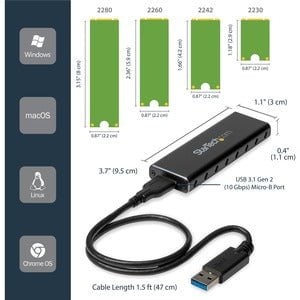 USB 3.0 to M.2 SATA External SSD Enclosure with UASP - USB 3.0 to SATA III M.2 solid state drive enclosure with UAS - Portable M.2 NGFF to USB 3.0 Solid State Drive (SSD) Enclosure IM2879315