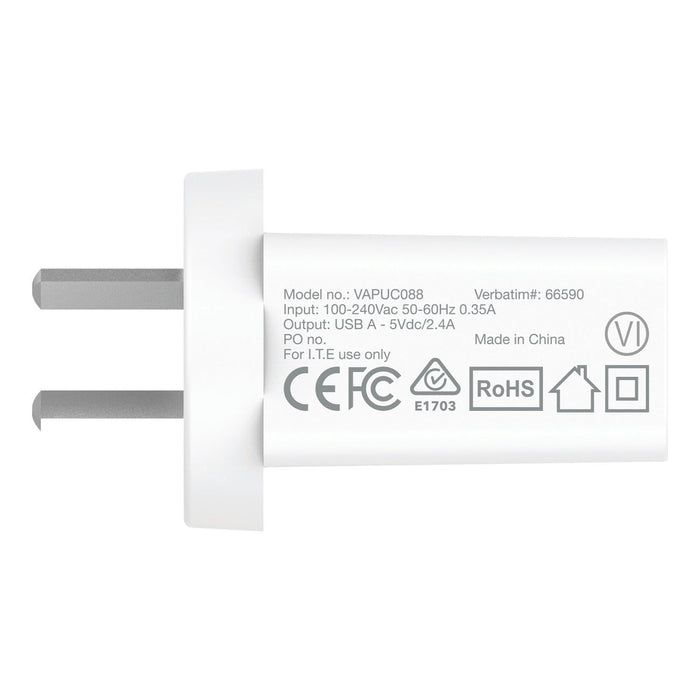 Vbm Single Usb Port Charger 2.4A White AO66590