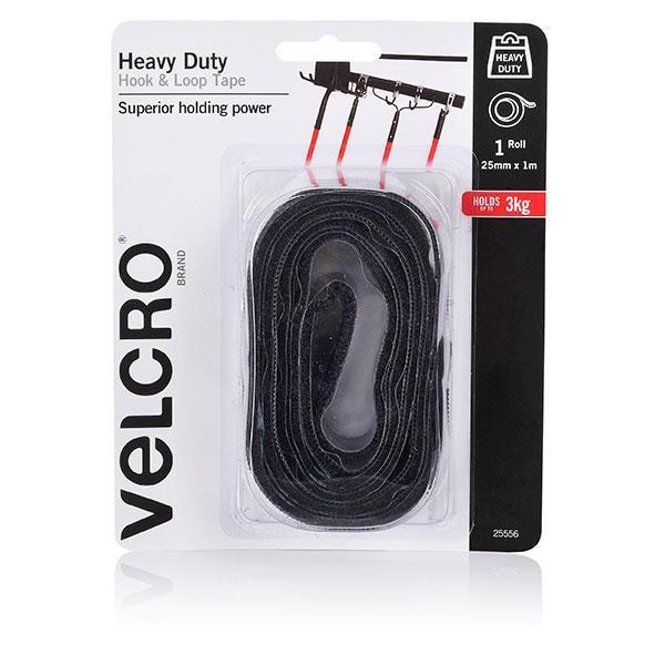 Velcro 25mm x 1 Metre Black Heavy Duty Fastener Tape AO25556
