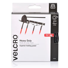 Velcro 50mm x 2.5m Adhesive Heavy Duty Hook & Loop Roll/Tape, Black, 3kg CDVEL25584