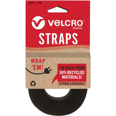 VELCRO Brand ECO Roll Straps, 2.5cm x 3mt, Made from 50% Recycled Materials, Black, Suitable for Indoor or Outdoor Use CDVEL30188
