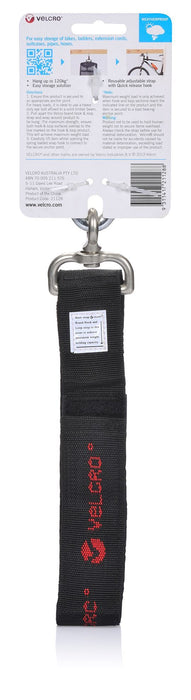 Velcro Easy Hang 830mm Strap with Hook, 120kg, Black CDVEL21128