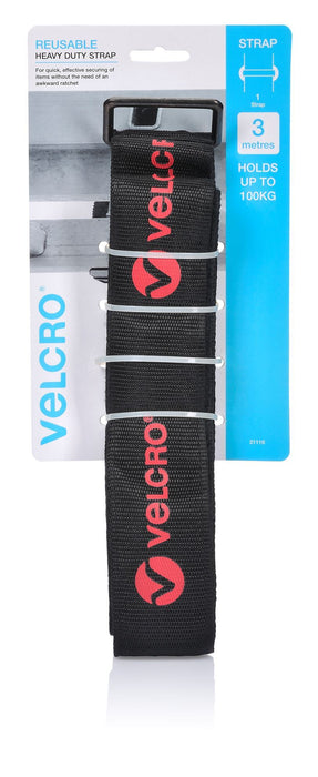 Velcro Heavy Duty 3m x 50mm Tie Down Strap, 100kg, Black CDVEL21116
