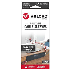 Velcro Mountable Cable Sleeves, Mount Electrical Cords, Removable Adhesive, Under Desk Management, 304x146mm, 2x Sleeve Pack, Black CDVEL30797