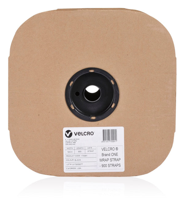 Velcro One-Wrap 19mm x 200mm Pre-sized Ties, 900 Ties per Roll, Black CDVEL170091
