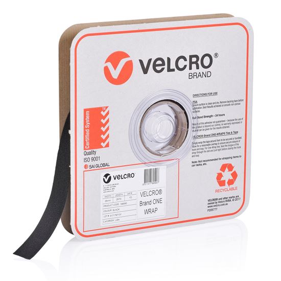 Velcro One-Wrap 25mm Continuous 22.8m Roll, Black CDVEL189590