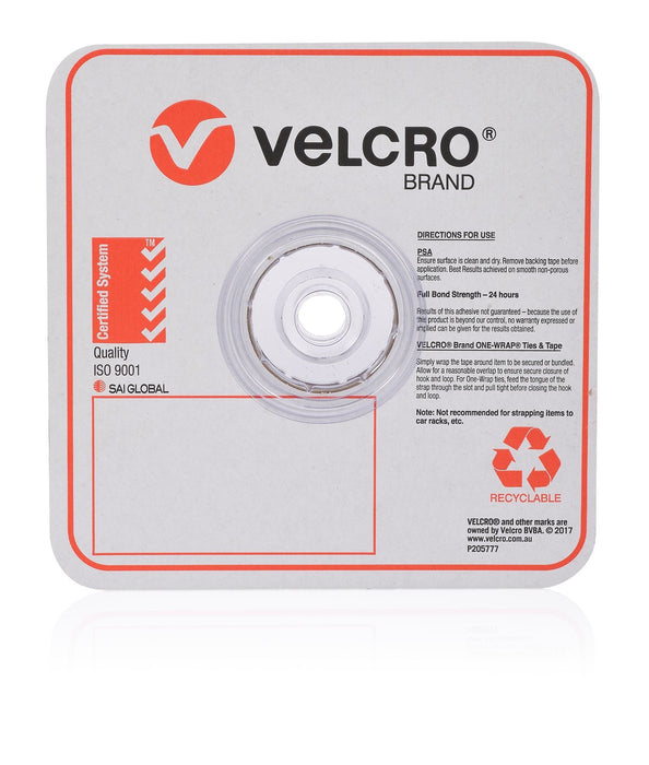 Velcro One-Wrap 25mm x 200mm Pre-sized Ties, 100 Ties per Roll, Integrated Hook & Loop, Black Colour CDVEL20018