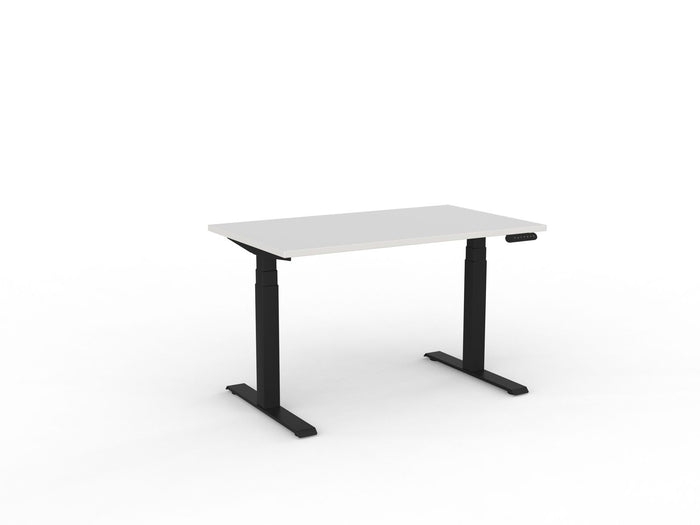 Velocity Electric 3-Column Individual Desk, Black Frame, 1200mm x 700mm (Choice of Worktop Colours) White