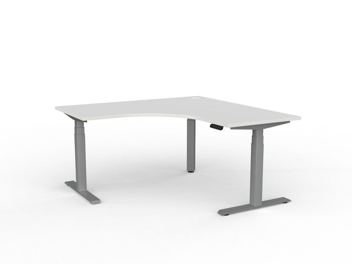 Knight's Velocity Electric Standing Desk, 3-Column 90° Workstation, Silver Frame, 1500mm x 1500mm x 700mm