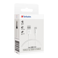 Verbatim 1 Metre Charge & Sync USB-C Cable, White AO66584