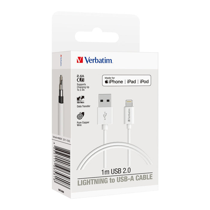 Verbatim 1 Metre Lightning Cable, White AO66581