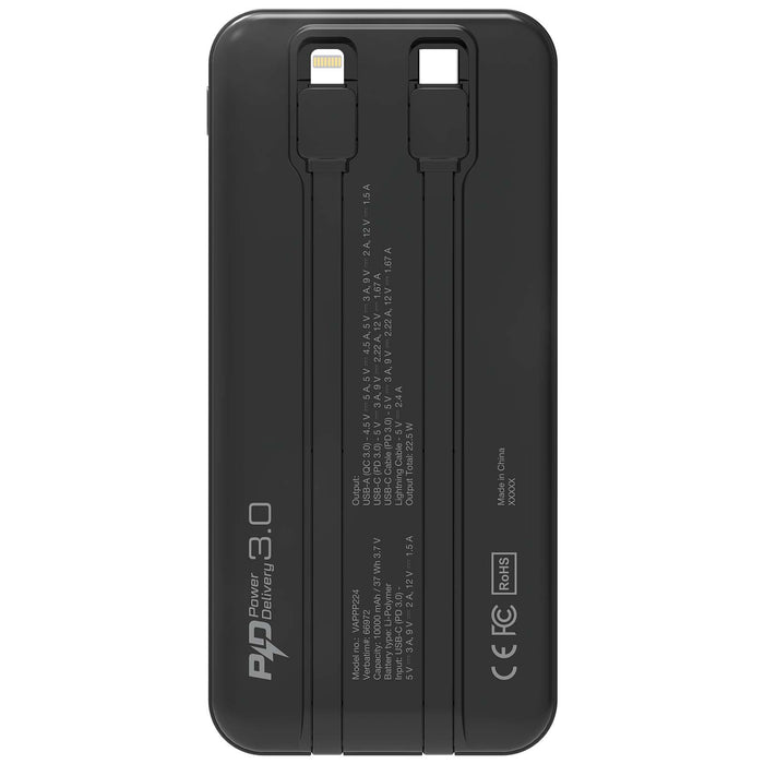 Verbatim 10,000Mah PD 3.0 Powerbank with Embedded Cables AO66972