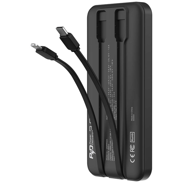 Verbatim 10,000Mah PD 3.0 Powerbank with Embedded Cables AO66972
