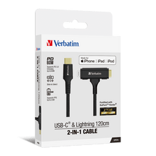 Verbatim 2-in1 USB-C to USB-C & Lightning Cable, 120cm AO66974