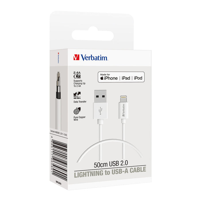 Verbatim 50cm Lightning Cable, White AO66580