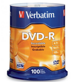 Verbatim DVD-R 4.7GB 16x 100 Pack on Spindle DVMV270