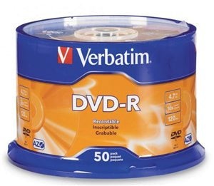 Verbatim DVD-R 4.7GB 16x 50 Pack on Spindle DVMV260