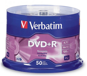 Verbatim DVD+R 4.7GB 16x 50 Pack on Spindle DVMV360
