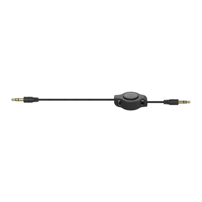 Verbatim Essentials Retractable Audio Cable 3.5mm Aux 75cm - Black CX66573
