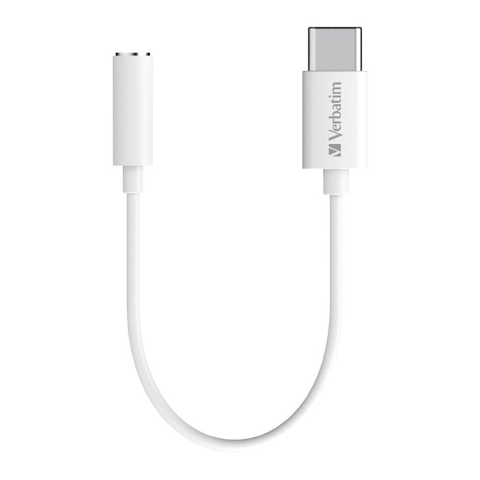 Verbatim Essentials USB-C to 3.5mm Headphone Jack 10cm - White CX66588