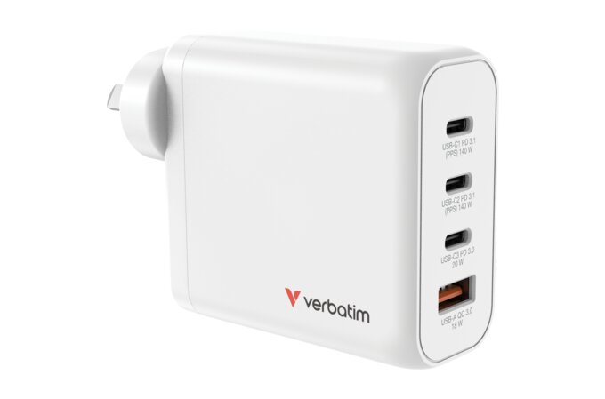 Verbatim GaN Charger 4 Port 140W USB A/C AO67035